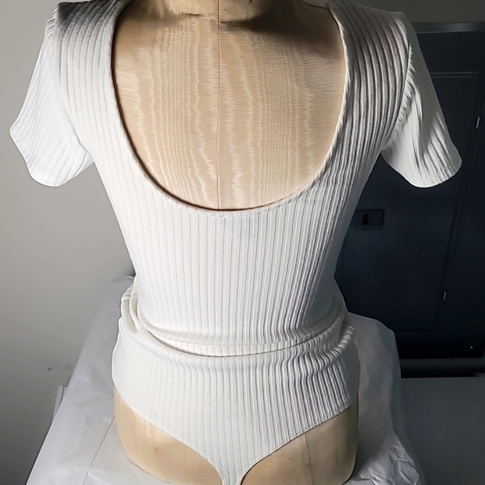 Express White Ribbed Bodysuit - Picture 2 of 2